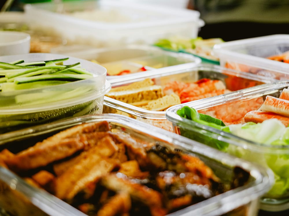 Containers of healthy food